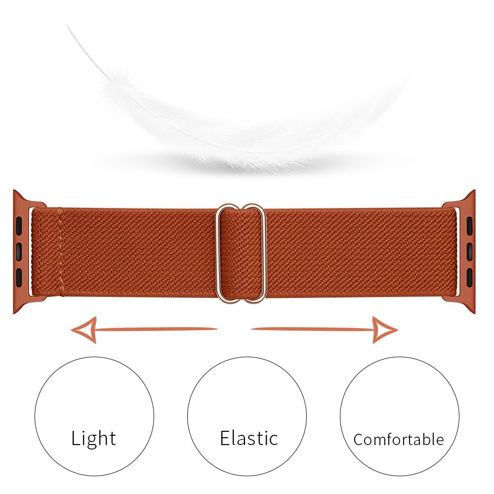 Apple Watch Series 9 41mm Elastisch Nylon bandje, Bruin