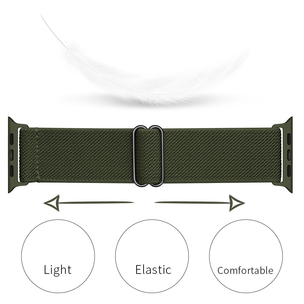 Apple Watch 45mm Series 9 Elastisch Nylon bandje groen