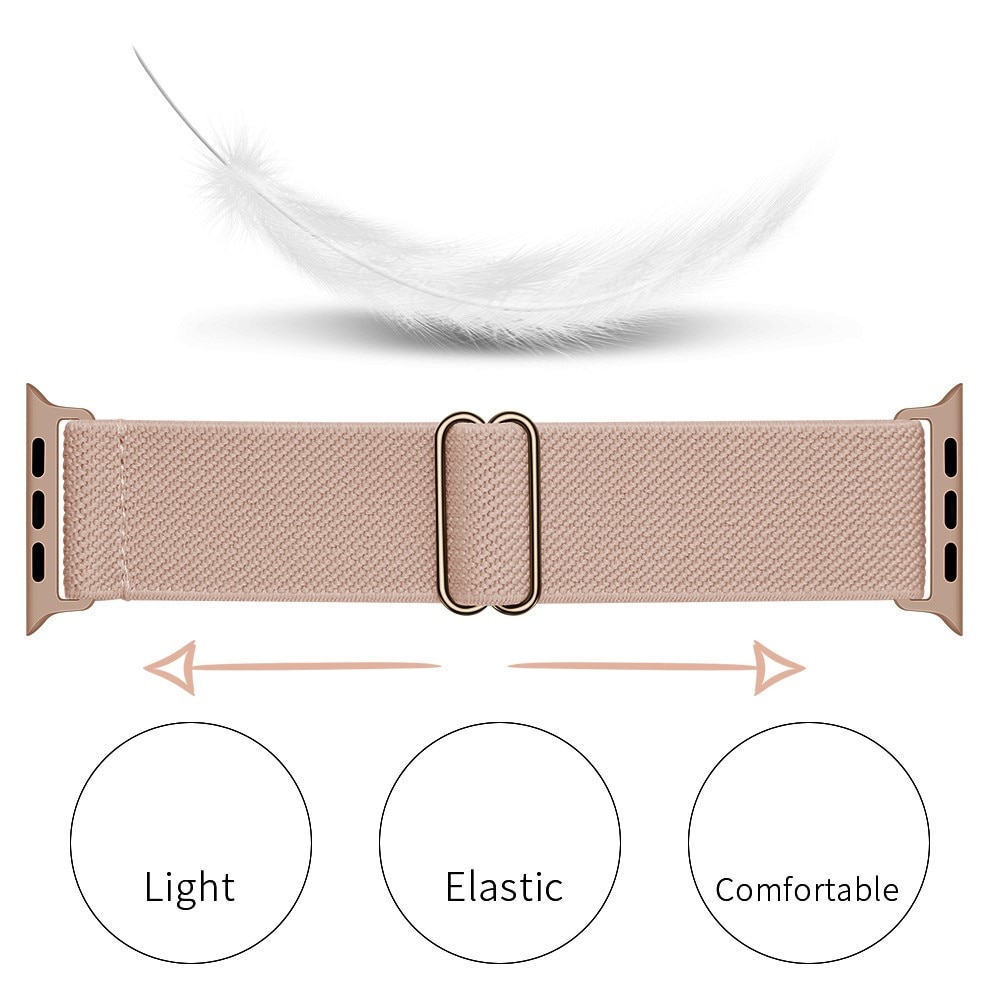 Apple Watch Series 9 41mm Elastisch Nylon bandje, Beige
