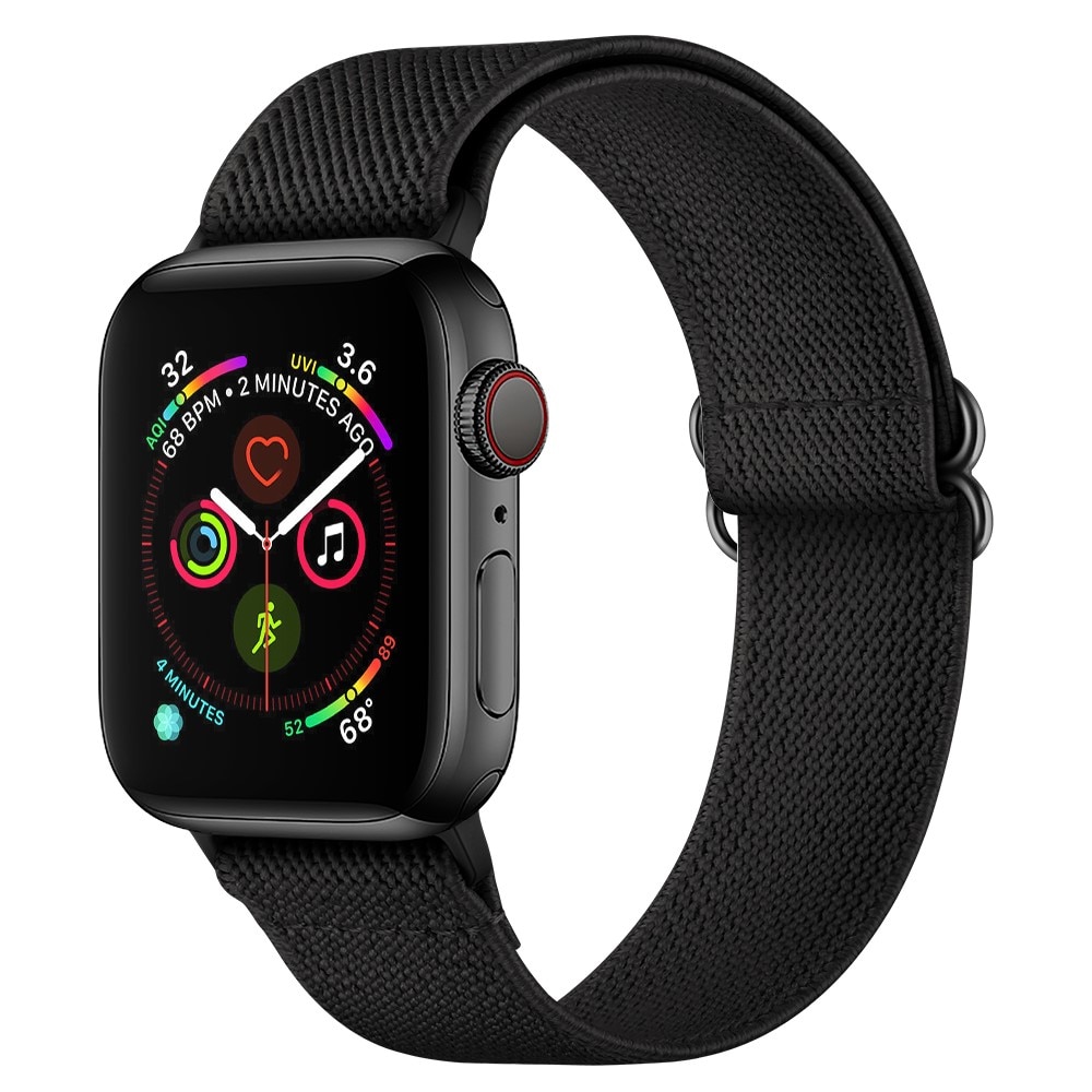 Apple Watch 45mm Series 8 Elastisch Nylon bandje zwart