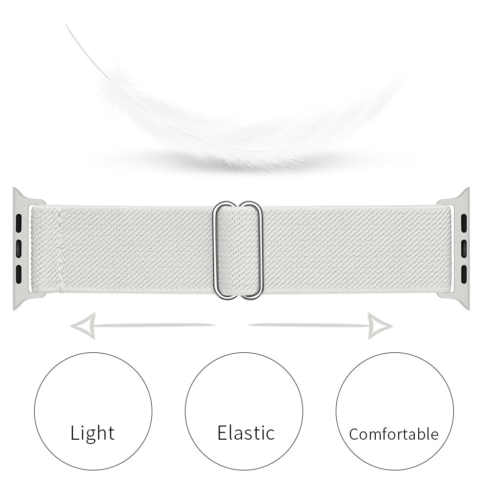 Apple Watch Series 8 45mm Elastisch Nylon bandje, Wit