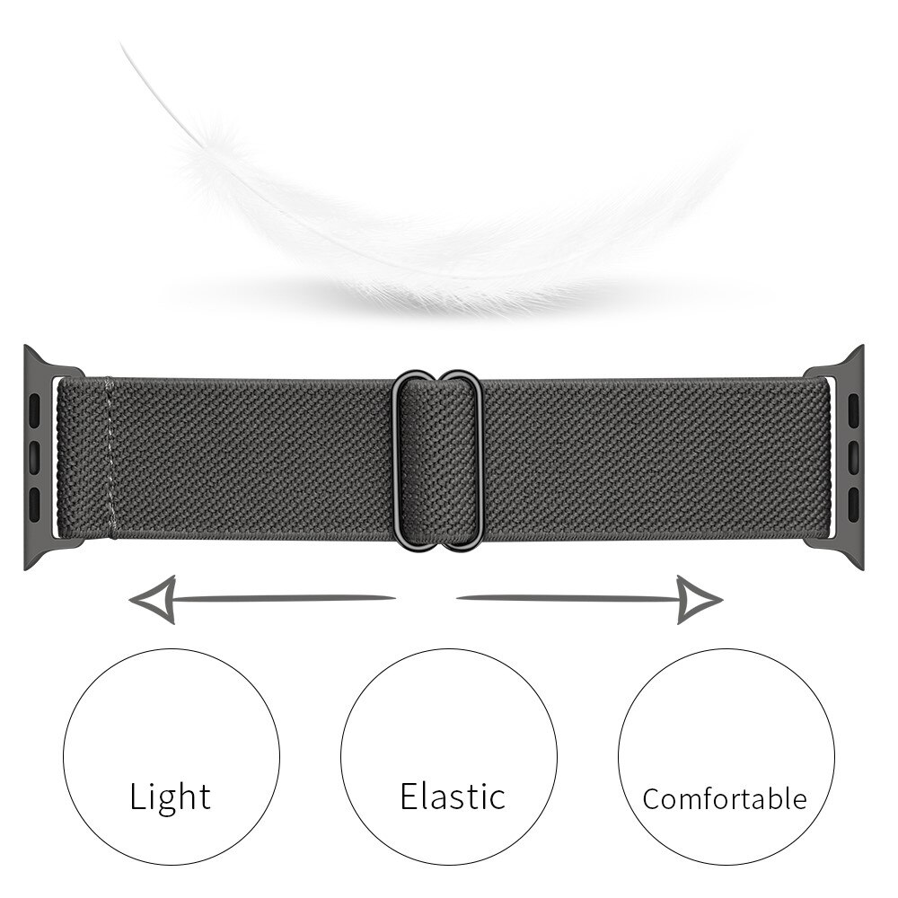 Apple Watch Series 8 45mm Elastisch Nylon bandje, Grijs