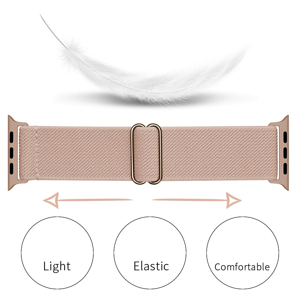 Apple Watch Series 9 45mm Elastisch Nylon bandje, Beige