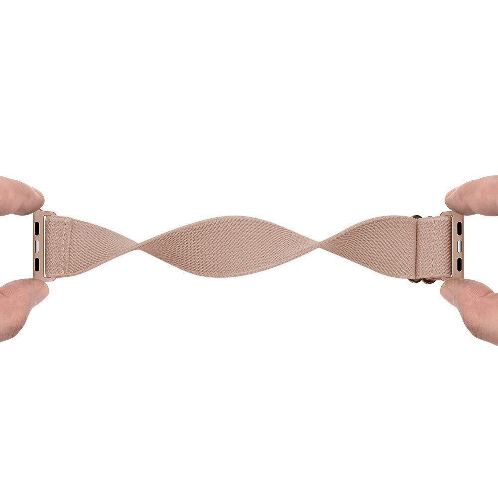 Apple Watch Series 9 45mm Elastisch Nylon bandje, Beige