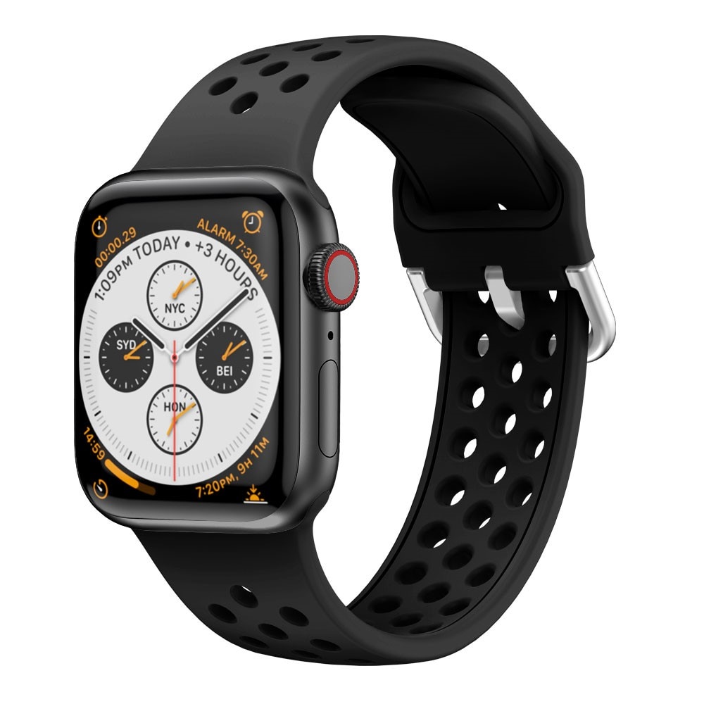 Apple Watch 42/44/45 mm Sport Siliconen bandje Zwart