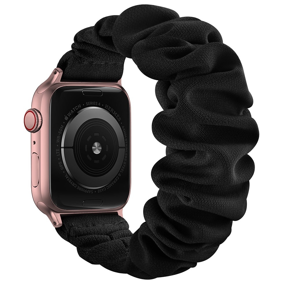 Apple Watch 41mm Series 7 Scrunchie bandje zwart/rosé goud