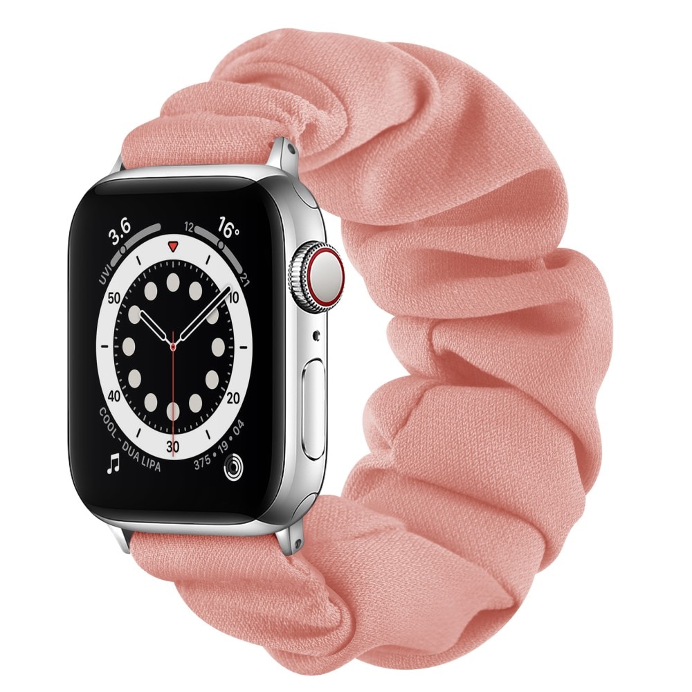 Apple Watch 41mm Series 8 Scrunchie bandje Roze/Zilver