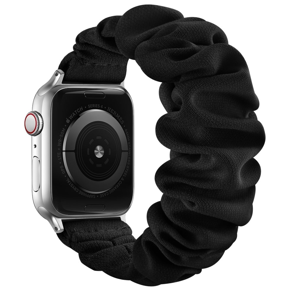 Apple Watch 41mm Series 8 Scrunchie bandje Zwart/Zilver