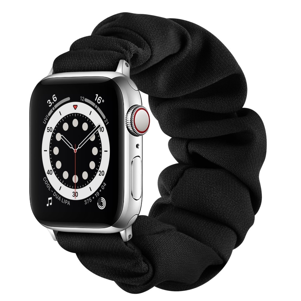 Apple Watch 41mm Series 8 Scrunchie bandje Zwart/Zilver