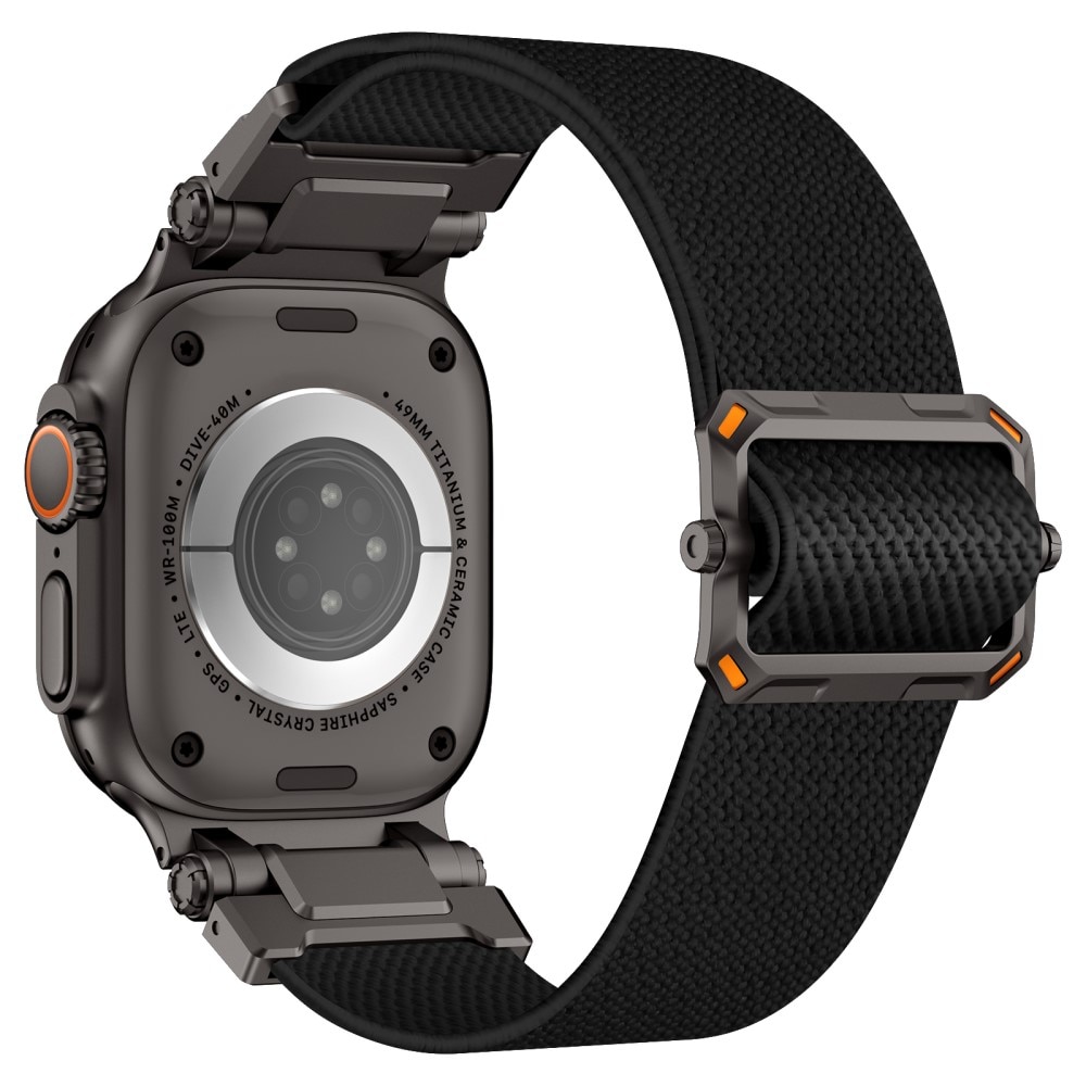 Apple Watch Series 8 45mm Elastisch Nylon bandje, Zwart