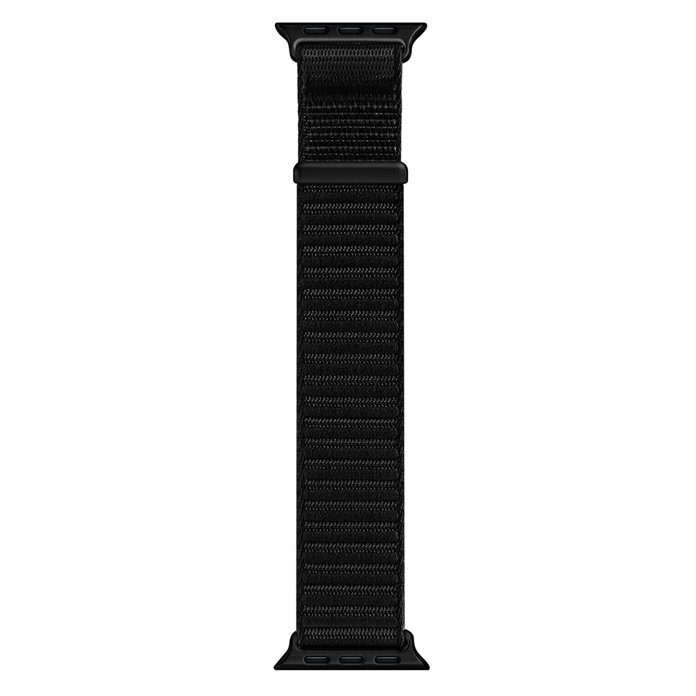 Apple Watch Series 9 45mm Nylon bandje Zwart