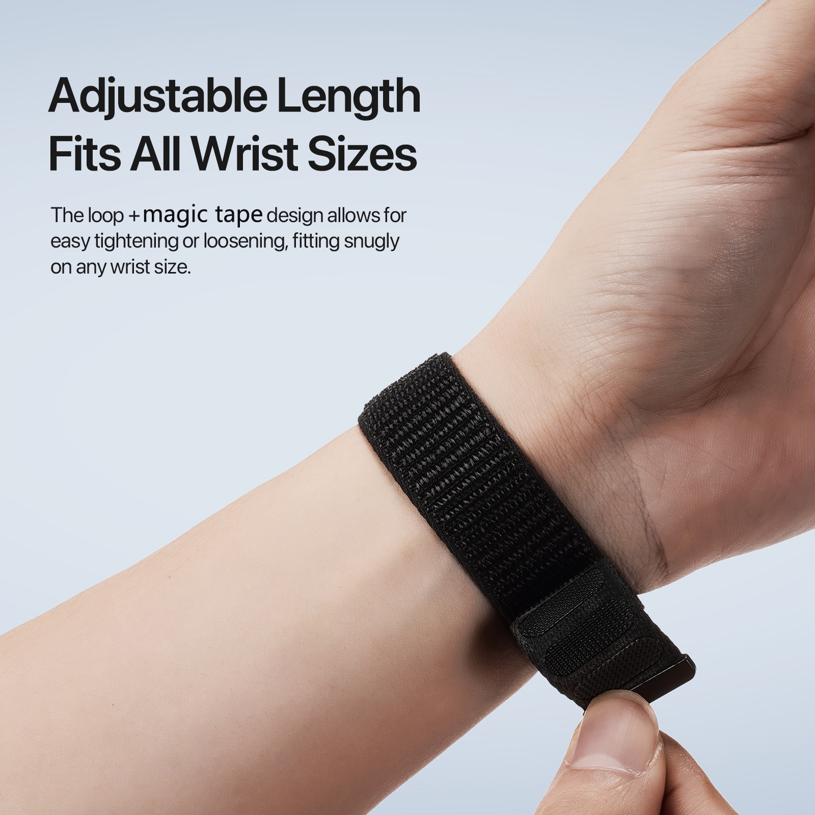 Apple Watch Series 9 45mm Nylon bandje Zwart