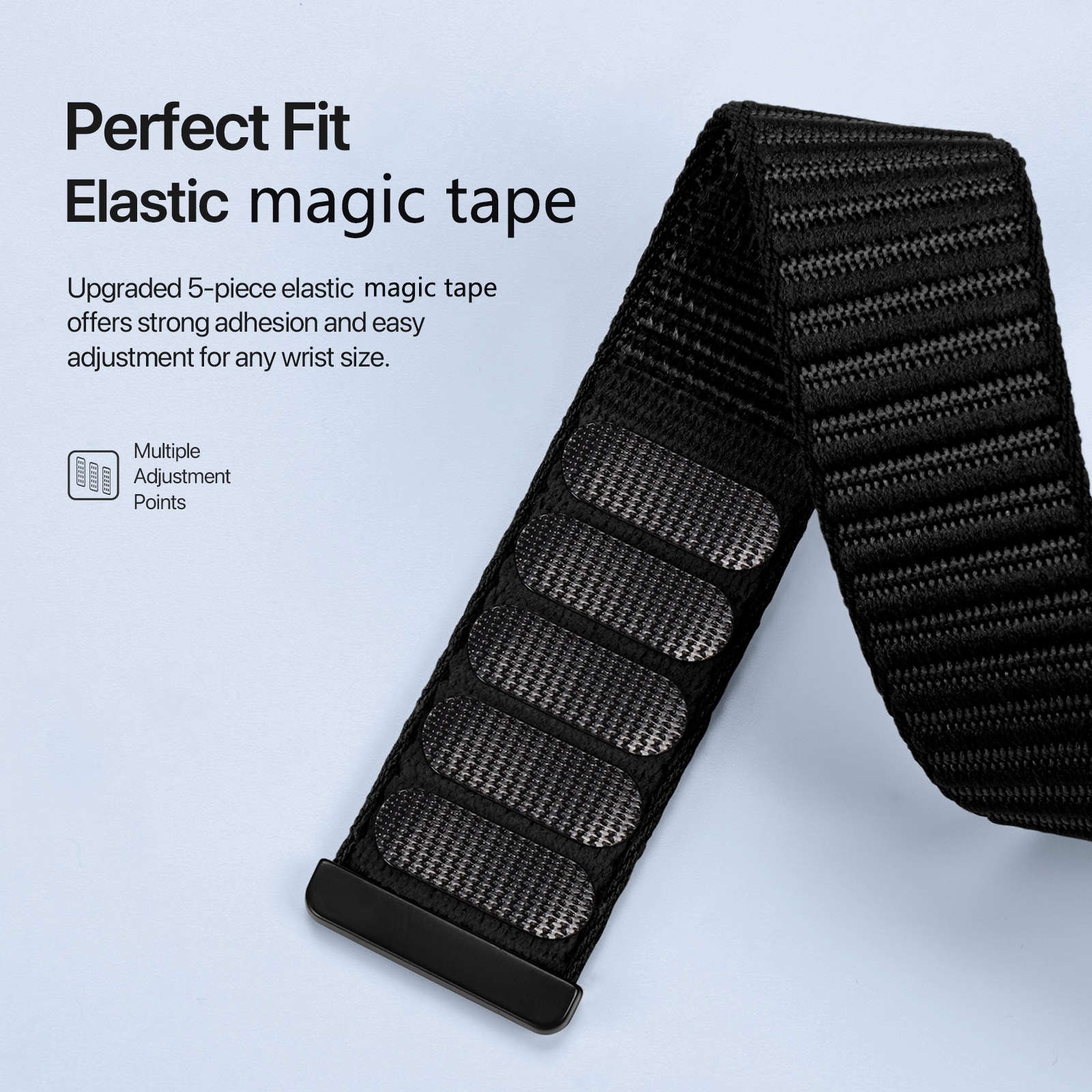 Apple Watch Series 9 45mm Nylon bandje Zwart