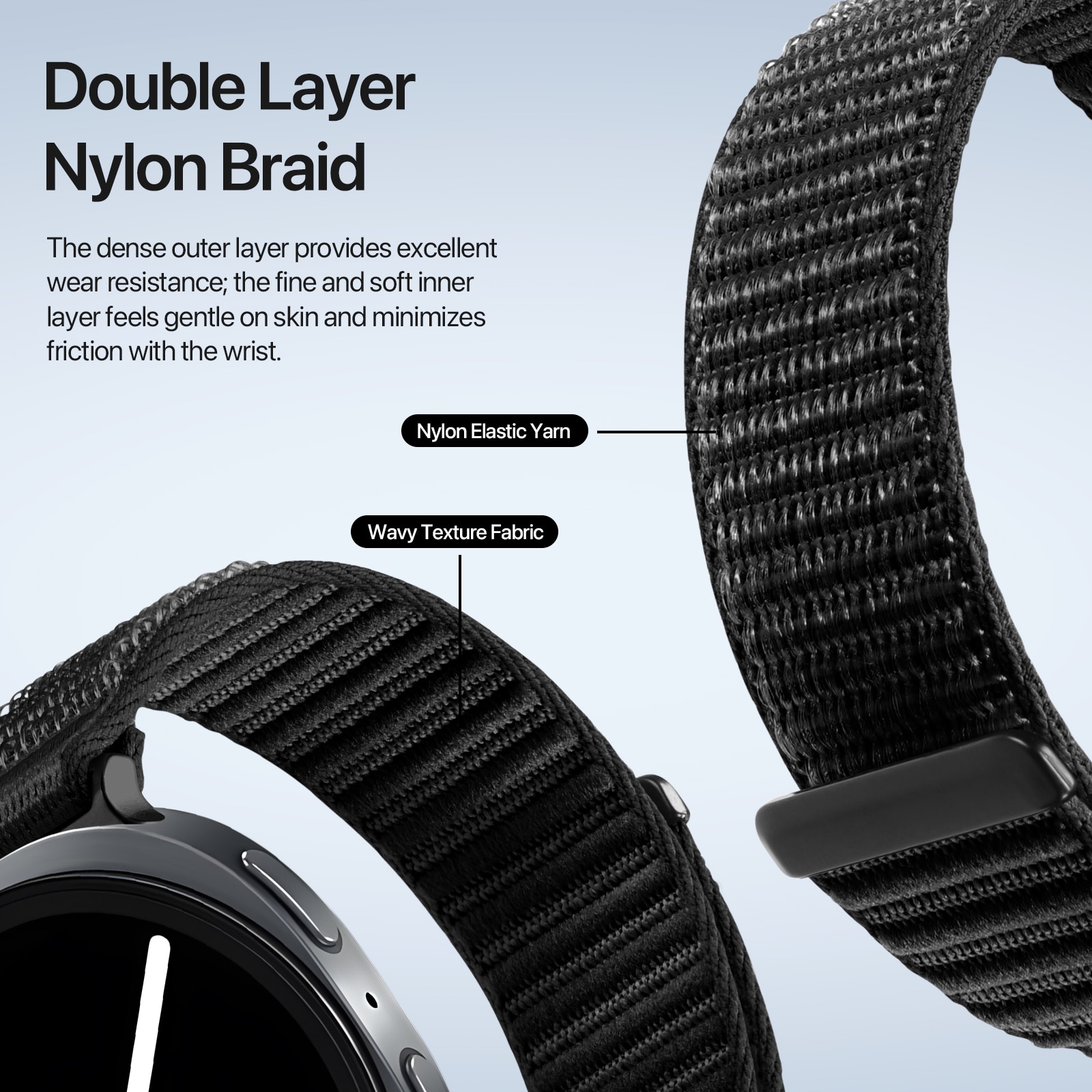 Samsung Galaxy Watch 8 44mm Nylon bandje Zwart