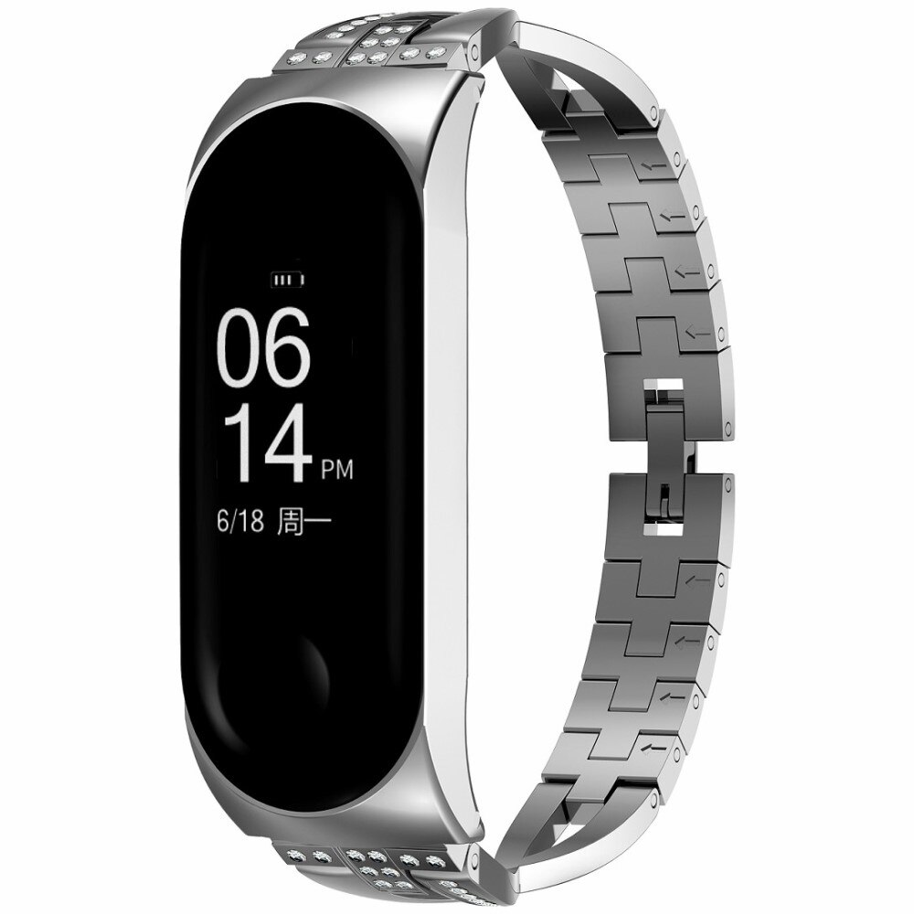 Xiaomi Mi Band 3/4 Crystal Bracelet Zilver