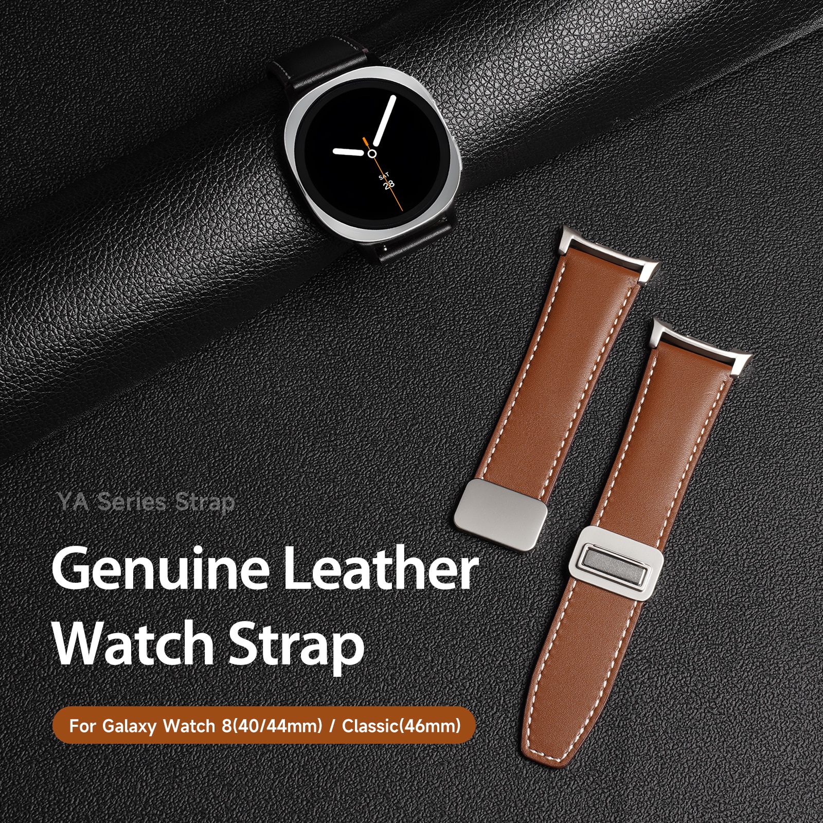 Leren Horlogeband Samsung Galaxy Watch 8 44mm Bruin