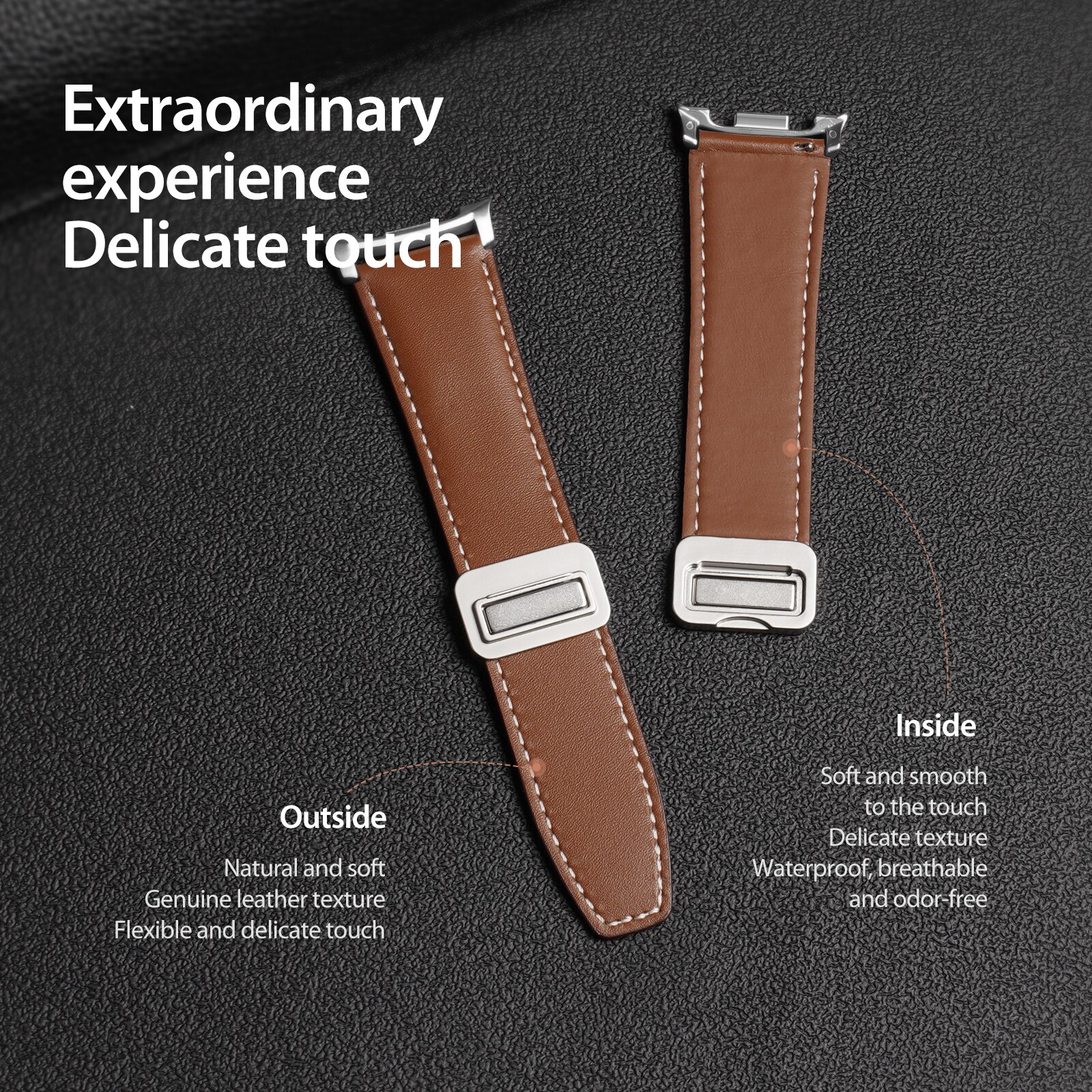 Leren Horlogeband Samsung Galaxy Watch 8 44mm Bruin