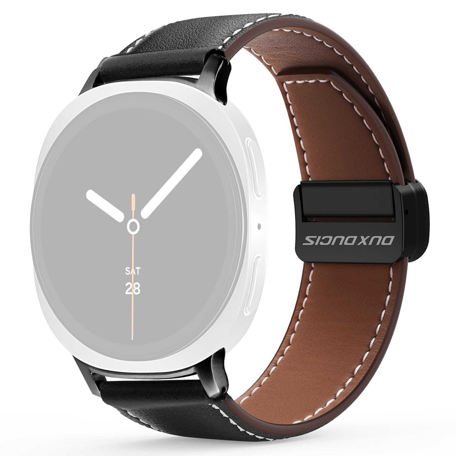 Leren Horlogeband Samsung Galaxy Watch 8 Classic Zwart