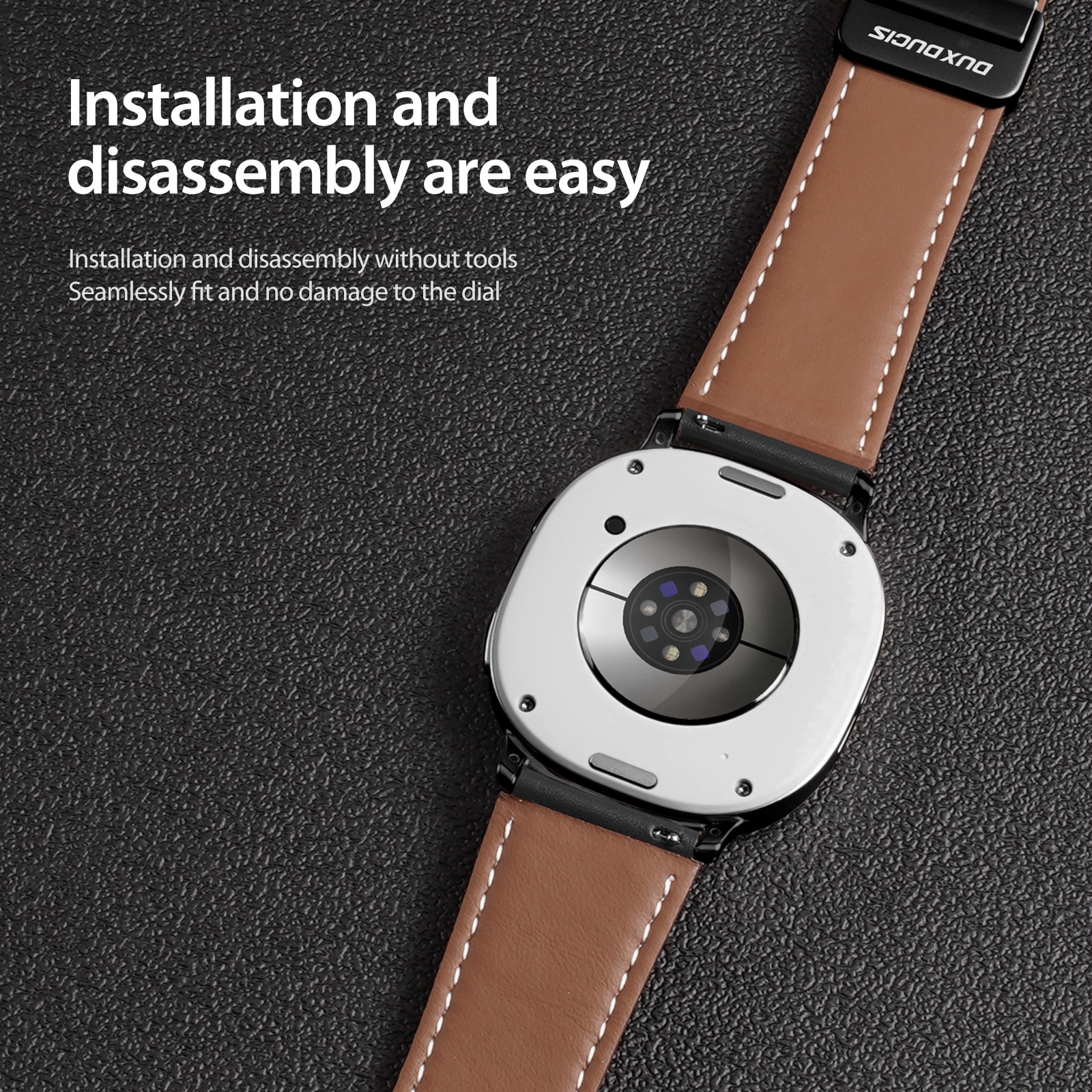 Leren Horlogeband Samsung Galaxy Watch 8 Classic Zwart