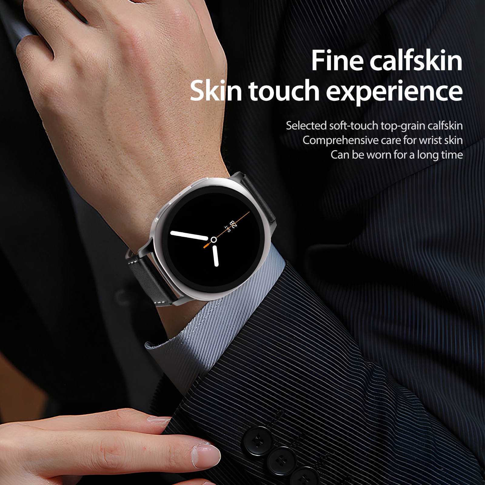 Leren Horlogeband Samsung Galaxy Watch 8 Classic Zwart