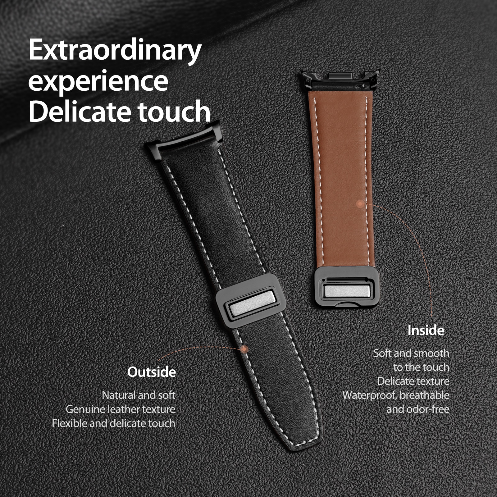 Leren Horlogeband Samsung Galaxy Watch 8 Classic Zwart
