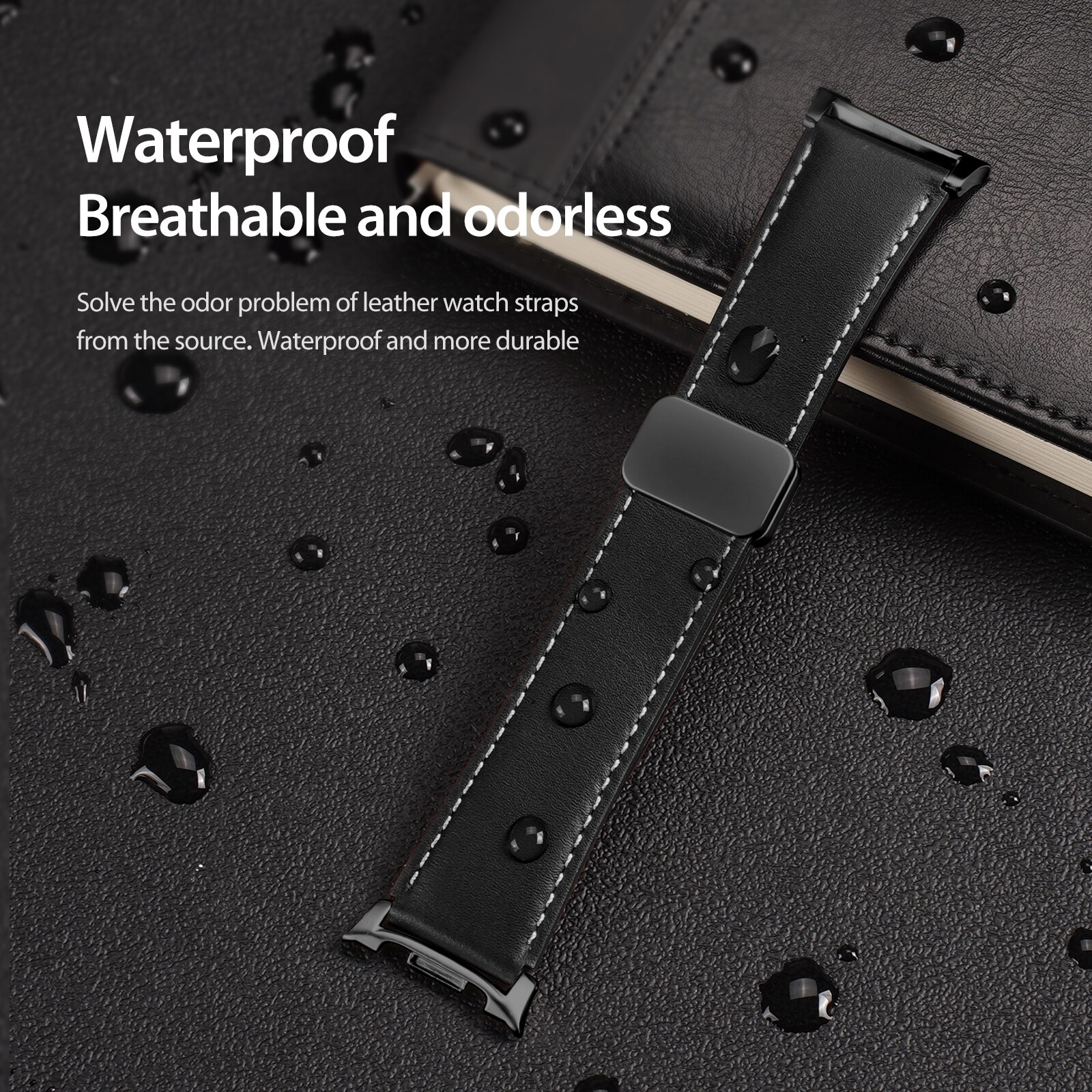 Leren Horlogeband Samsung Galaxy Watch 8 Classic Zwart