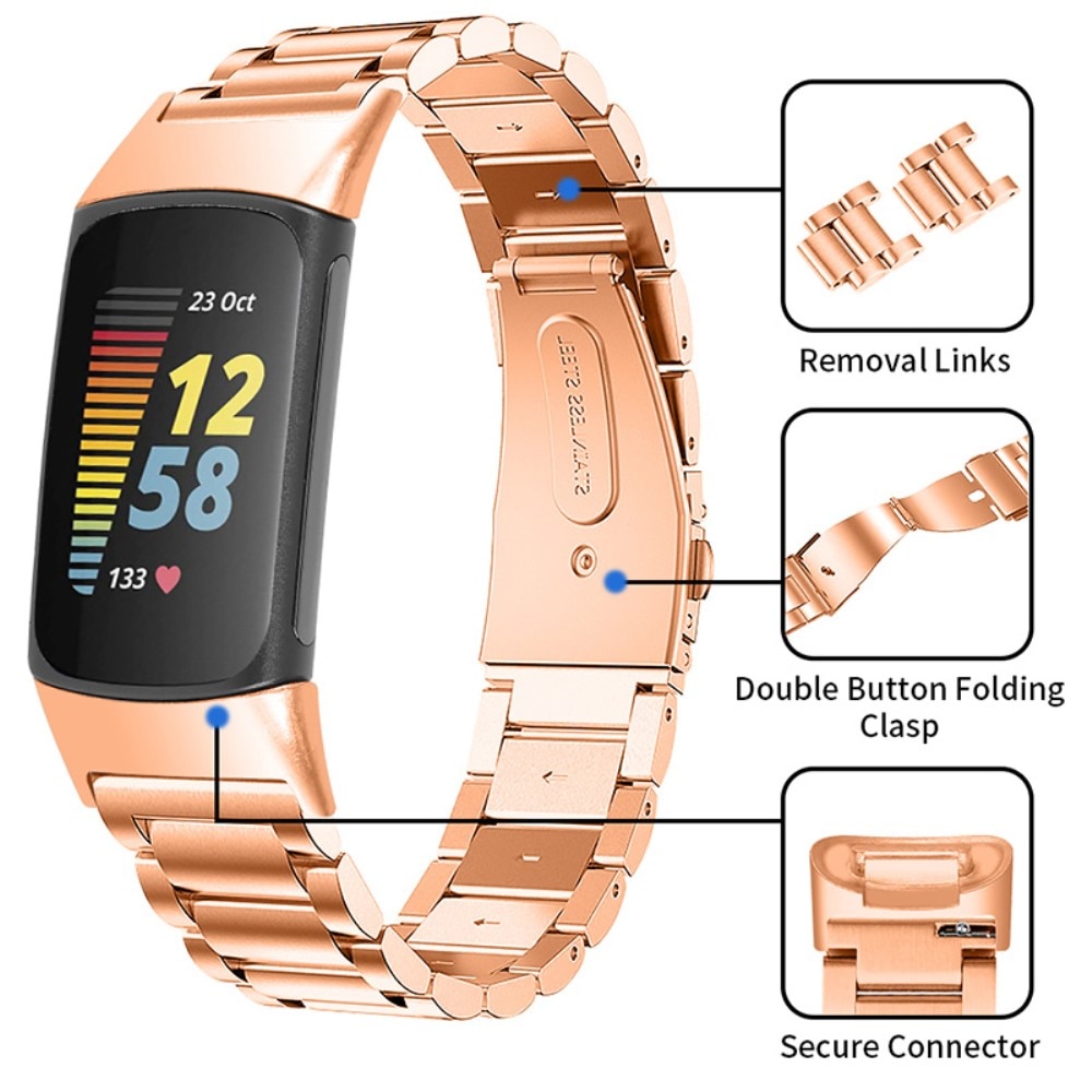 Fitbit Charge 6 Metalen Armband Rosé goud