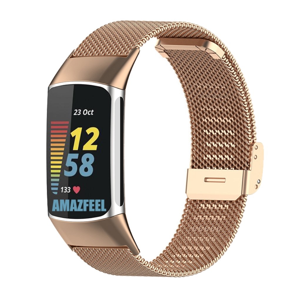 Fitbit Charge 5 Armband Mesh Rose Gold