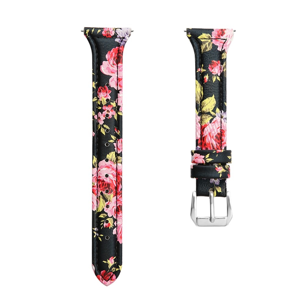 Samsung Galaxy Watch 42mm Slim Leren bandje Zwarte bloemen