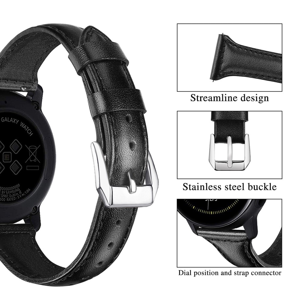 Samsung Galaxy Watch Active 2 40mm Slim Leren bandje zwart