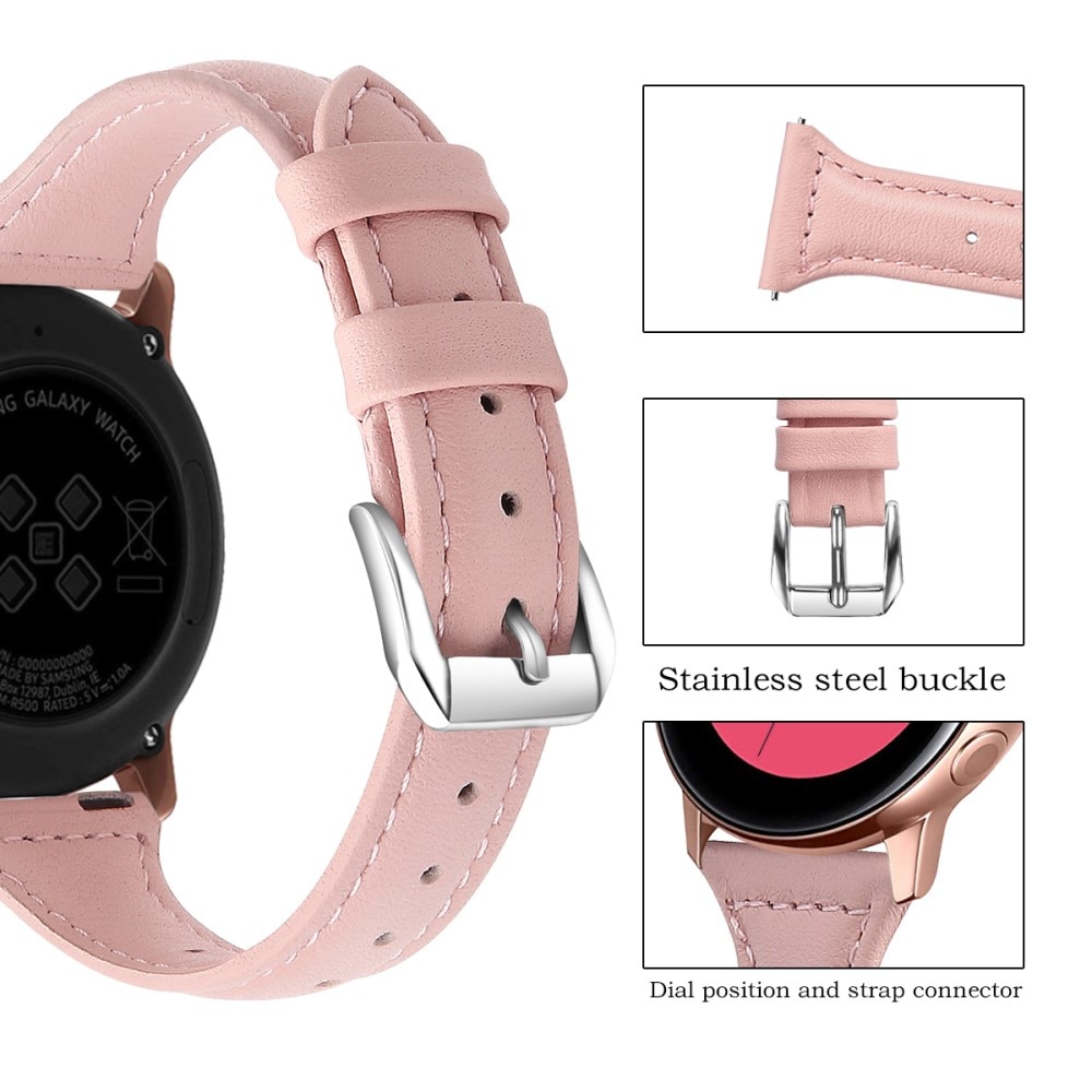 Samsung Galaxy Watch Active Slim Leren bandje roze