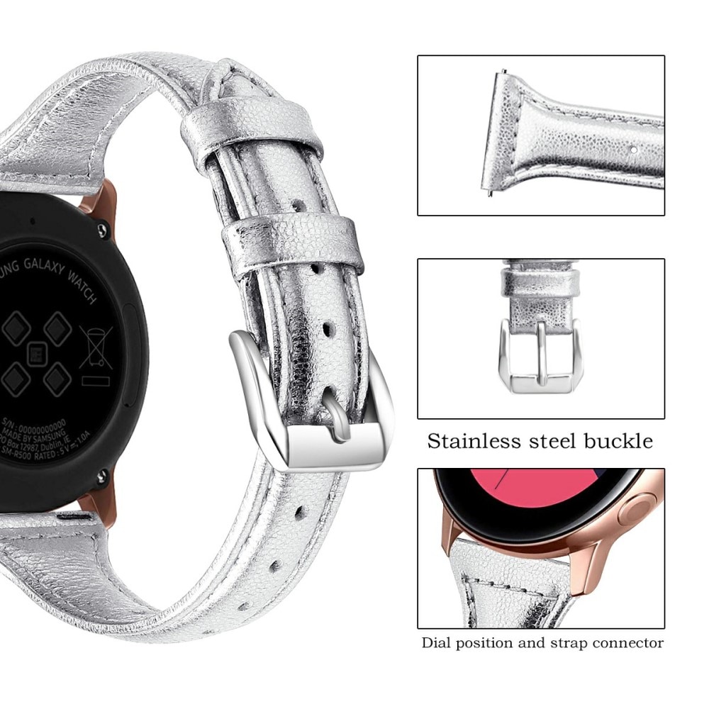 Samsung Galaxy Watch 4 44mm Slim Leren bandje zilver