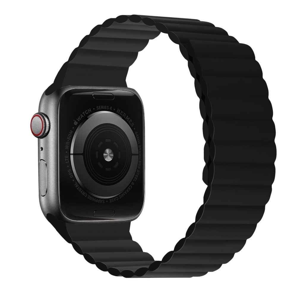 Apple Watch 45mm Series 9 Magnetisch siliconen bandje zwart
