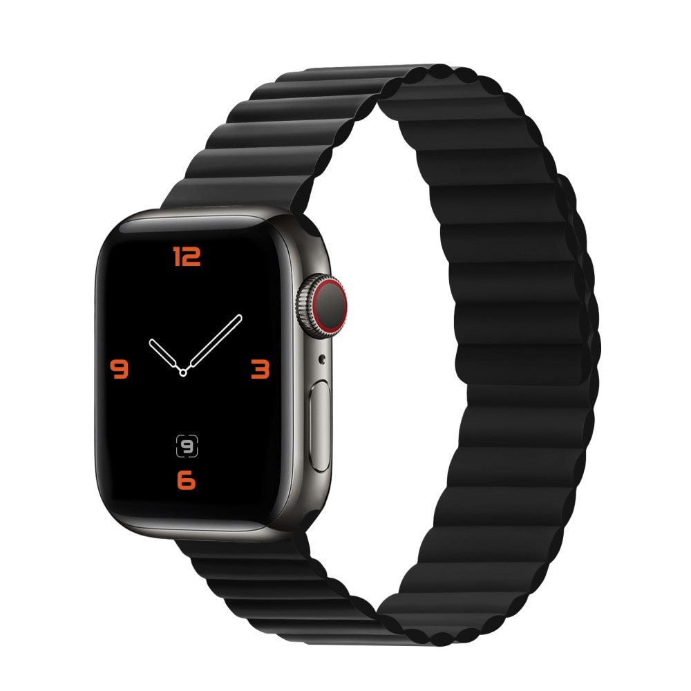 Apple Watch 45mm Series 8 Magnetisch siliconen bandje Zwart