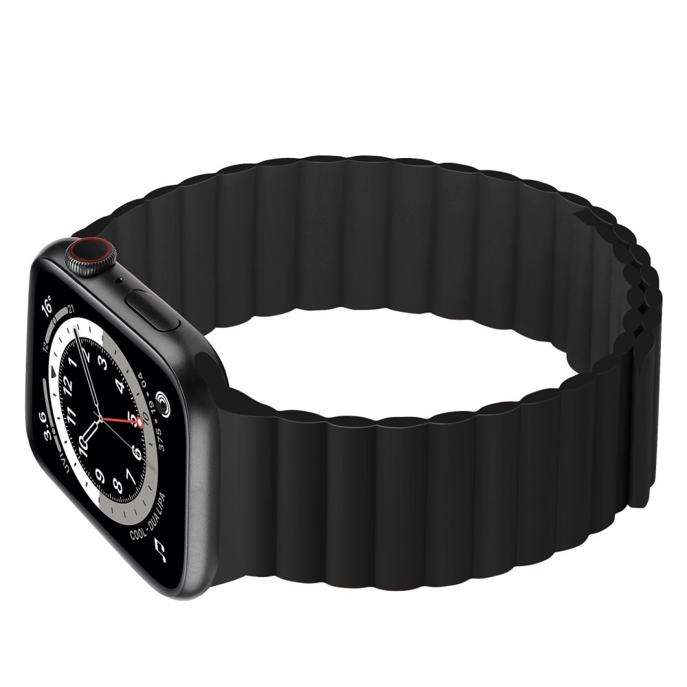 Apple Watch 45mm Series 8 Magnetisch siliconen bandje Zwart