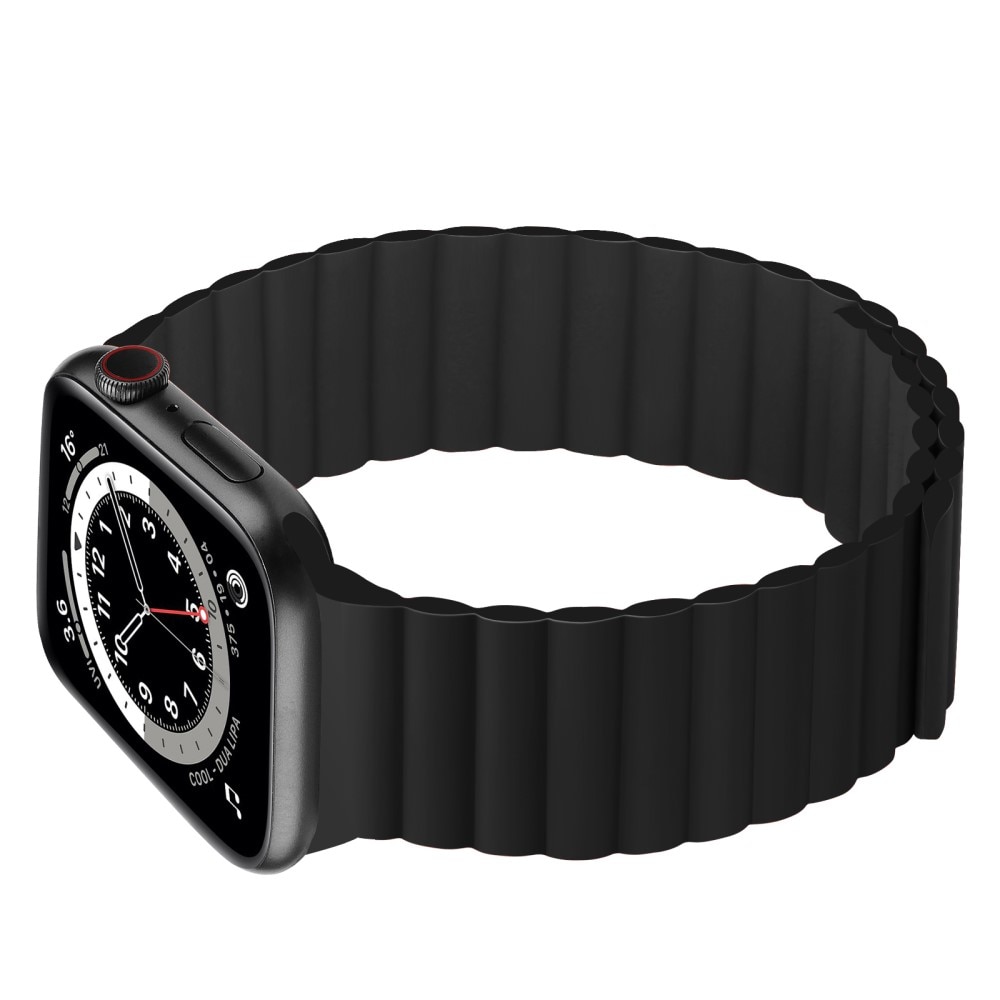 Apple Watch 45mm Series 9 Magnetisch siliconen bandje zwart