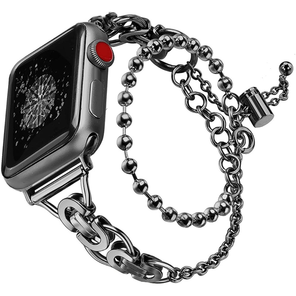 Apple Watch 45mm Series 8 Metalen Armband met parels Zwart