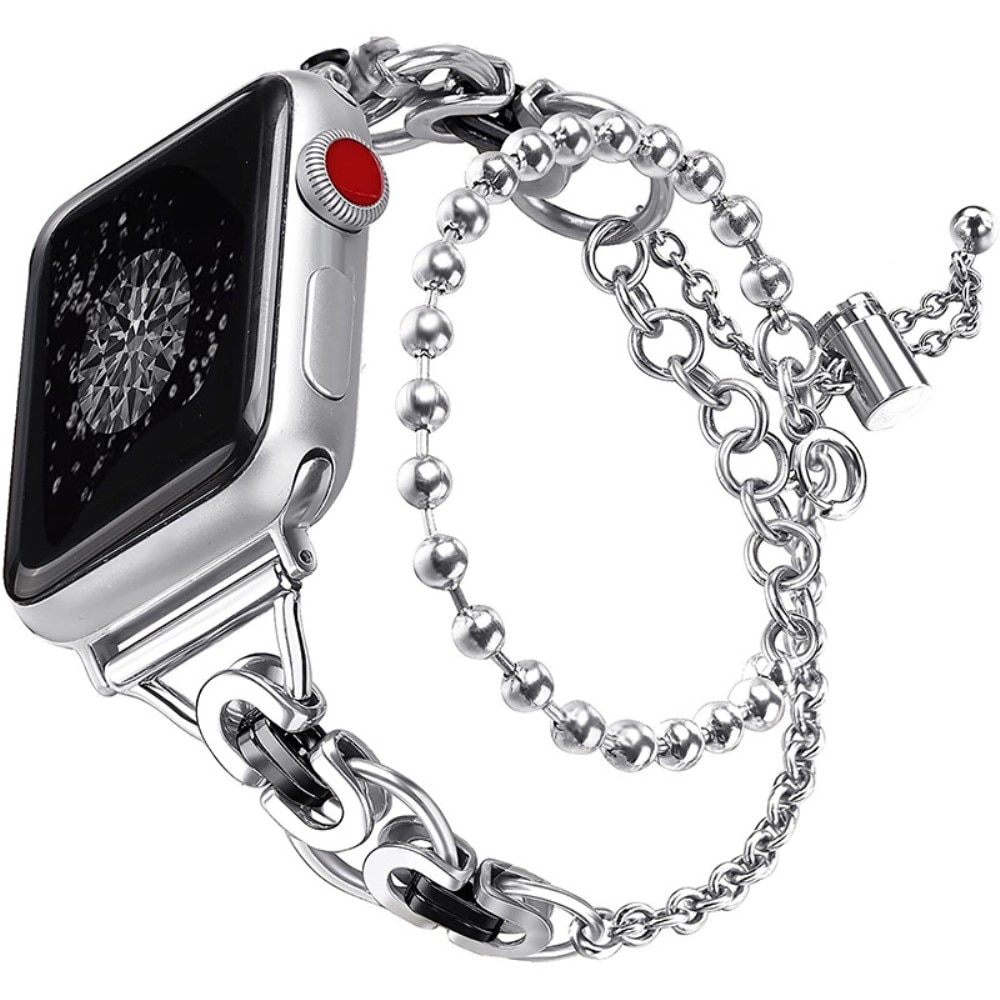 Apple Watch 41mm Series 8 Metalen Armband met parels zilver