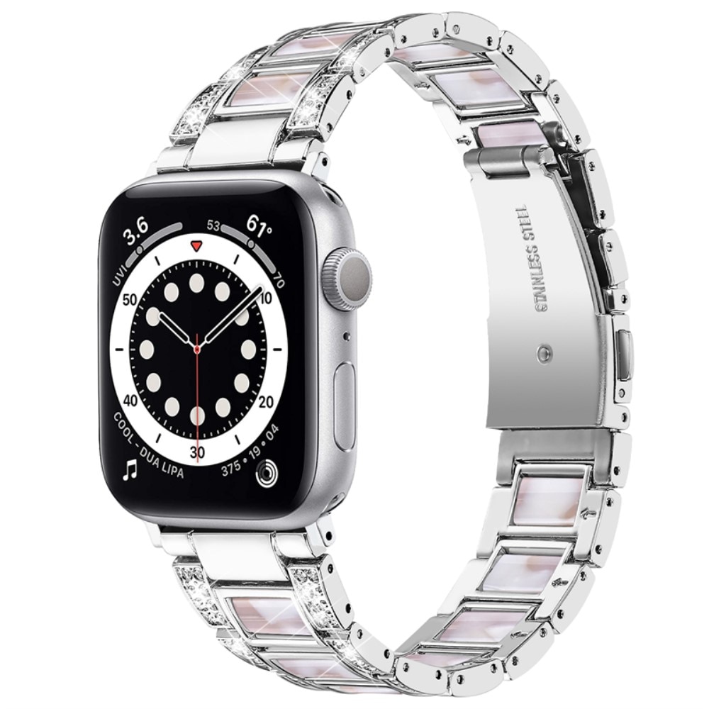 Apple Watch 41mm Series 7 Diamond Bracelet Silver Pearl