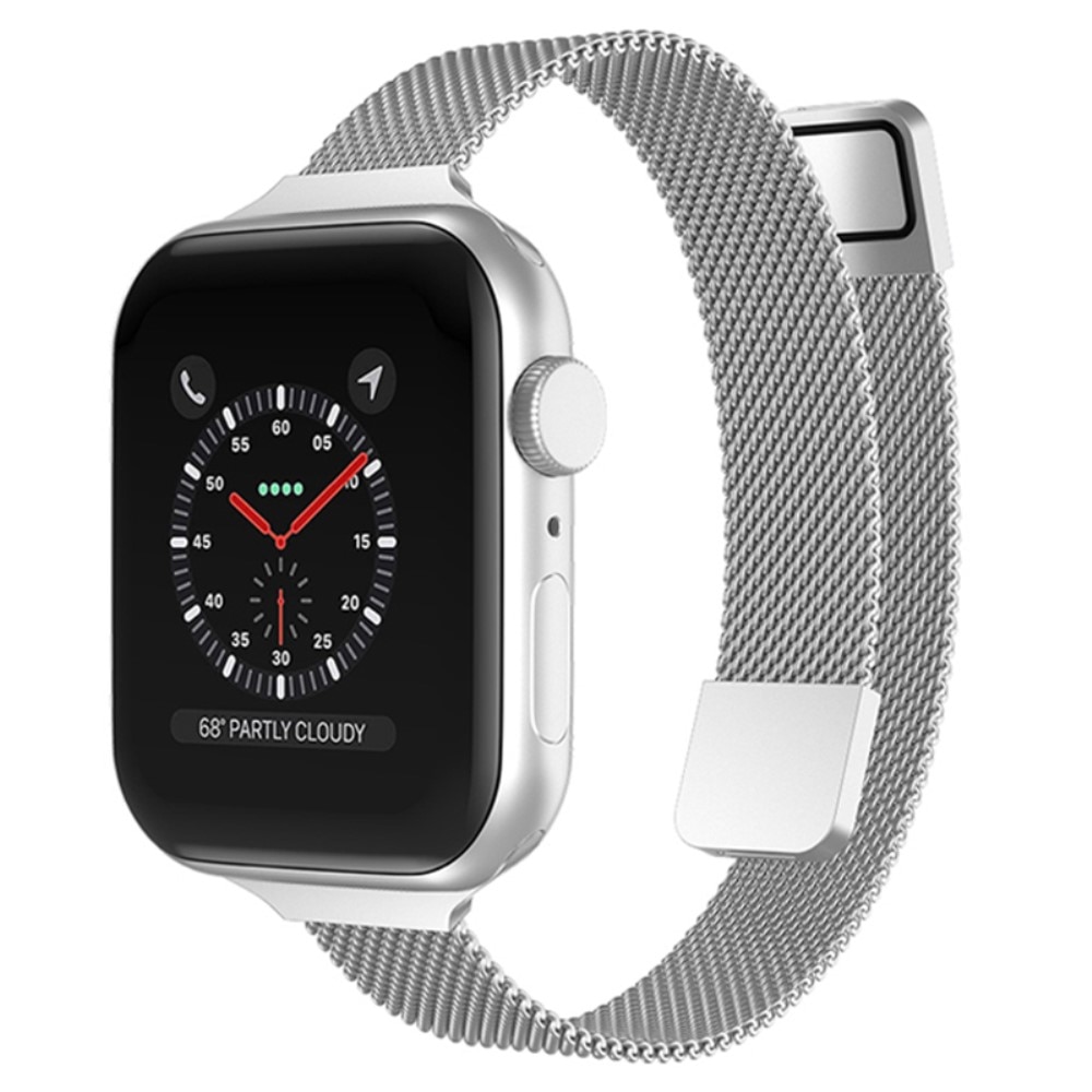 Apple Watch SE 44mm Slim Milanese bandje zilver