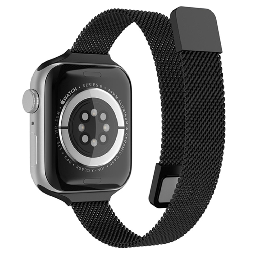 Apple Watch 45mm Series 8 Slim Milanese bandje Zwart