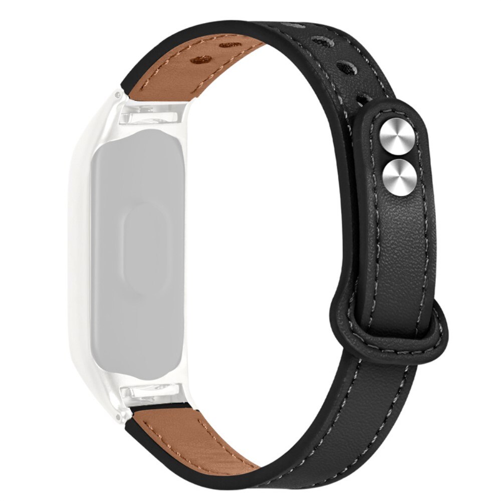 Xiaomi Mi Band 5/6 Klassiek Leren bandje zwart