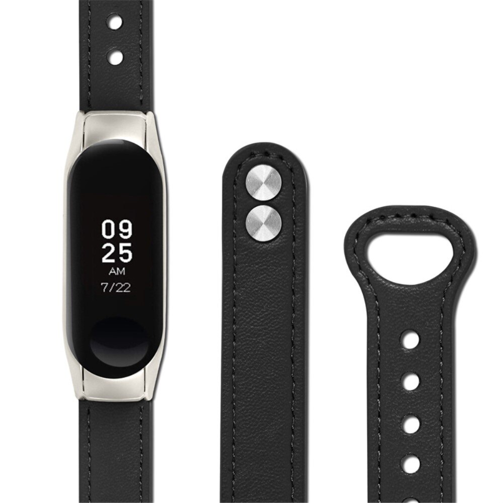 Xiaomi Mi Band 5/6 Klassiek Leren bandje zwart