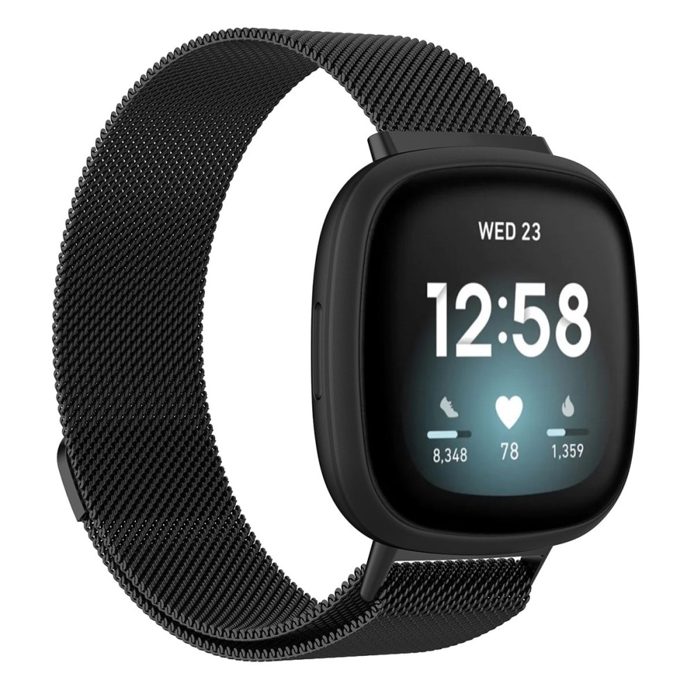 Fitbit Versa 3/Sense Milanese bandje Zwart