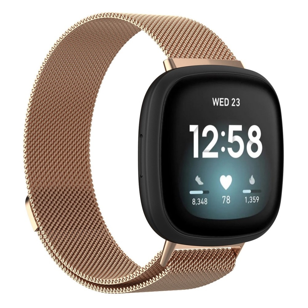 Fitbit Versa 3/Sense Milanese bandje Rosé goud