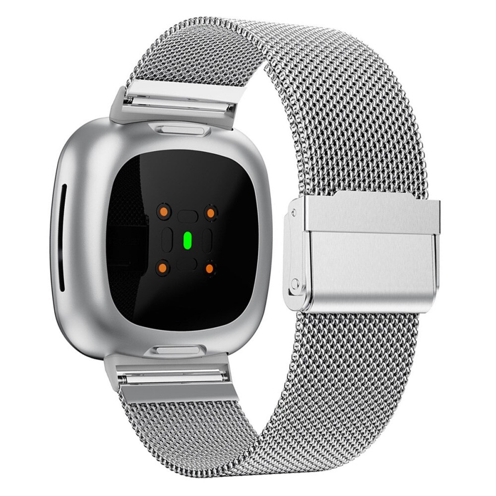 Fitbit Versa 3/Sense Armband Mesh Zilver