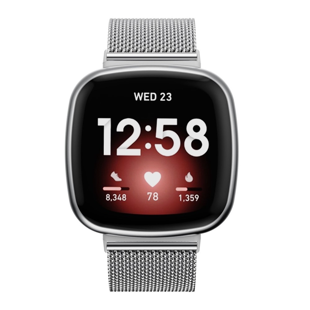 Fitbit Versa 3/Sense Armband Mesh Zilver