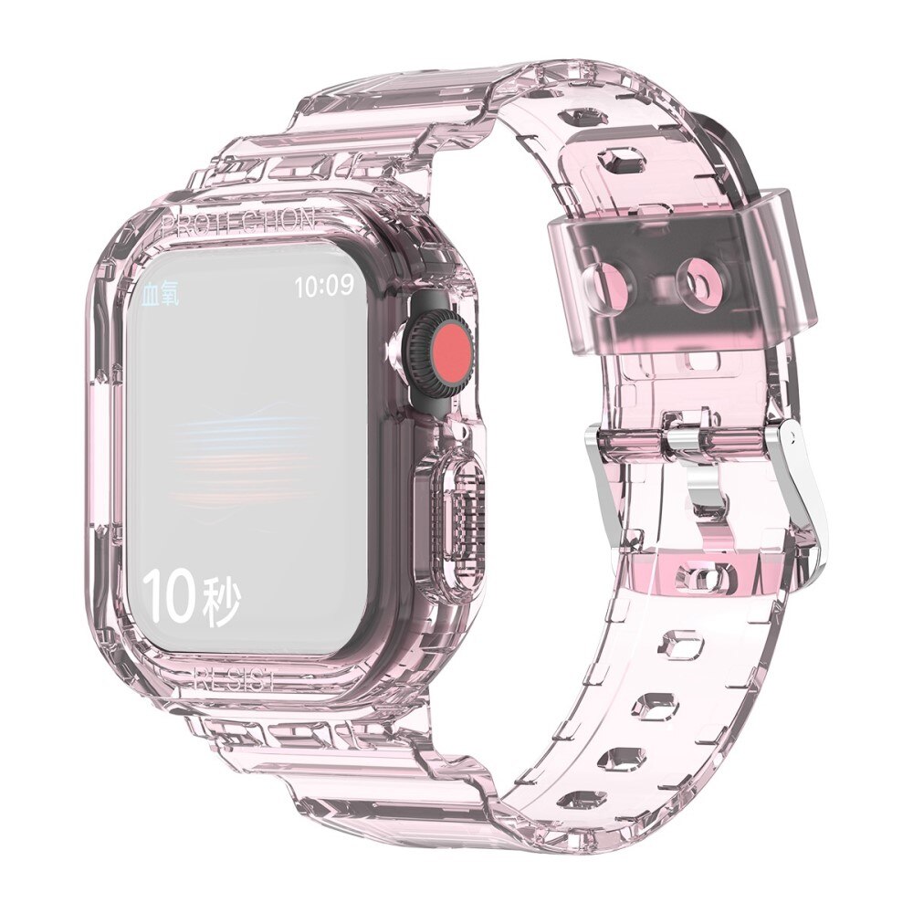 Apple Watch 45mm Series 8 Crystal Case+Armband Roze