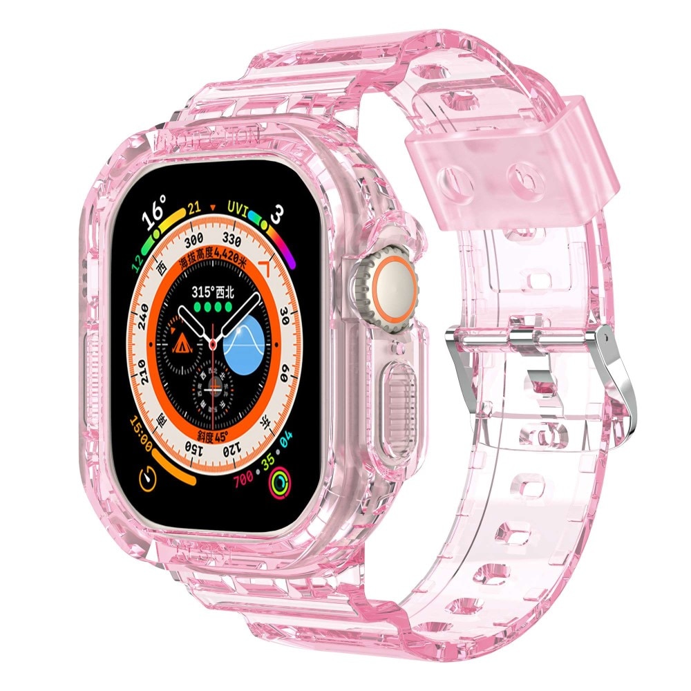 Apple Watch Ultra 49mm Crystal Case+Armband Roze