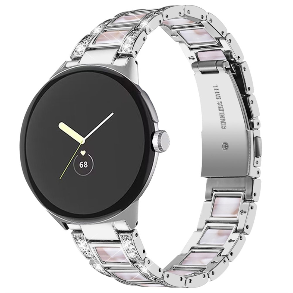 Google Pixel Watch 2 Diamond Bracelet Silver Pearl